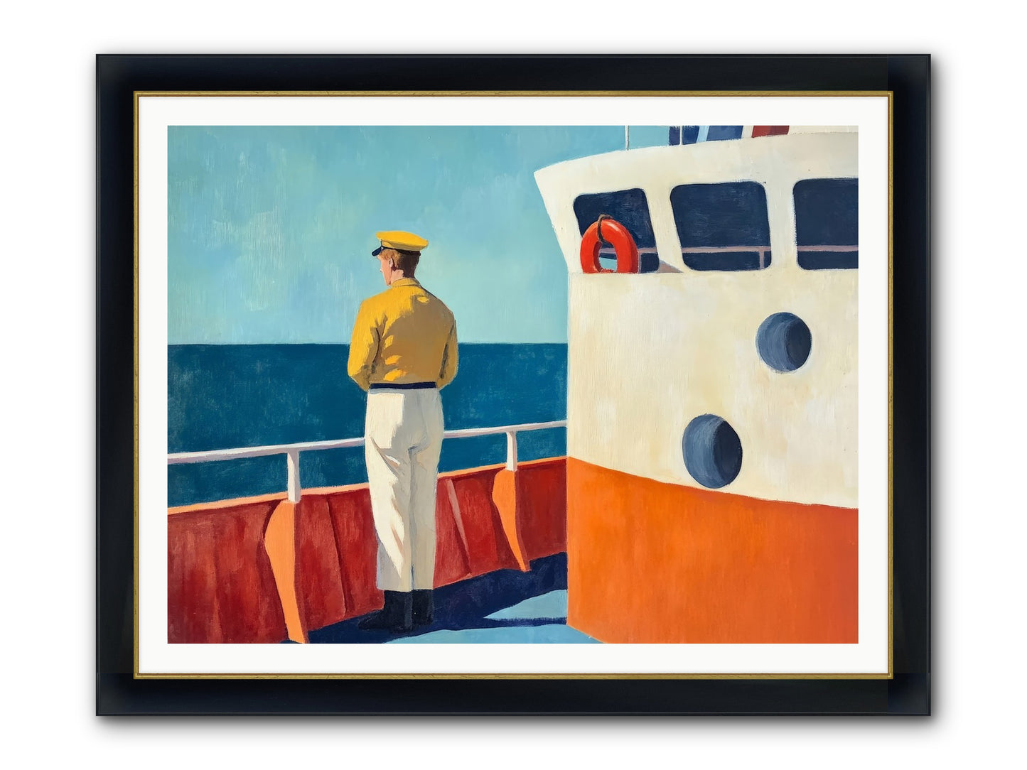 The Seafarer Framed Print - Wide Black w/Gold 48x36