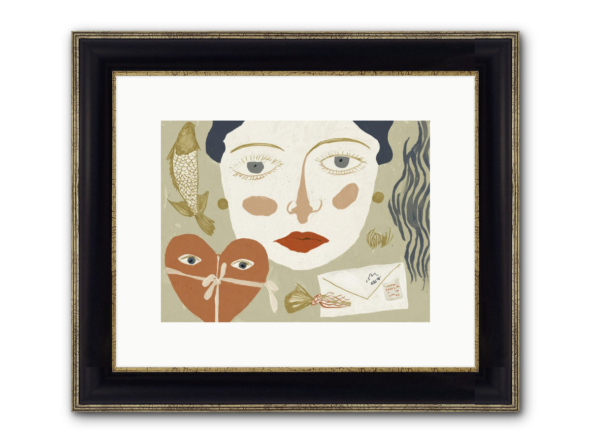 The Secret Address Of Love Framed Print - Black & Gold 12x9