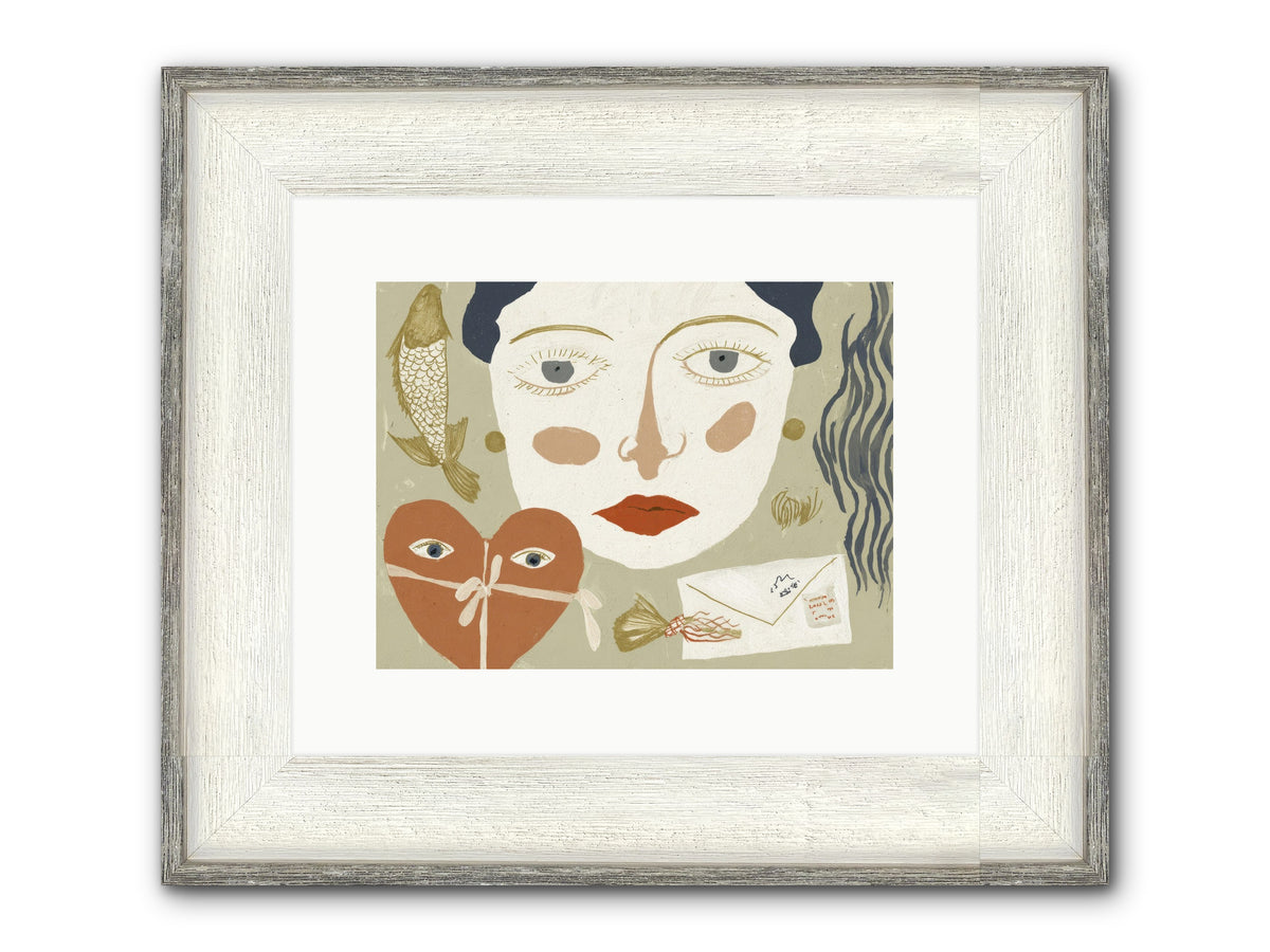 The Secret Address Of Love Framed Print - Driftwood White 12x9