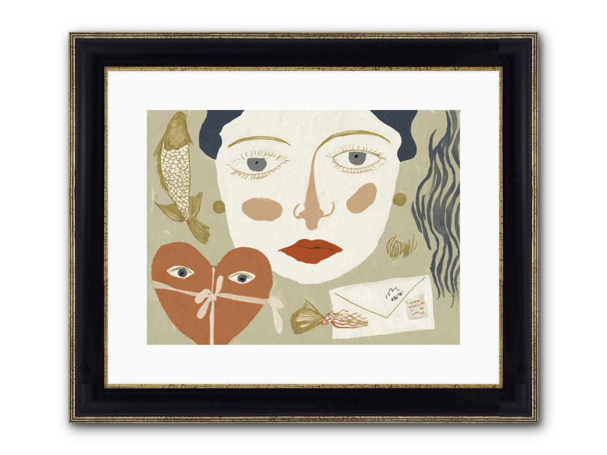 The Secret Address Of Love Framed Print - Black & Gold 16x12