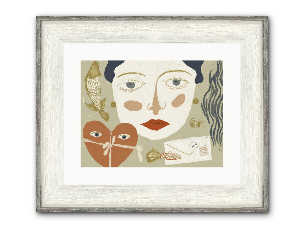 The Secret Address Of Love Framed Print - Driftwood White 16x12