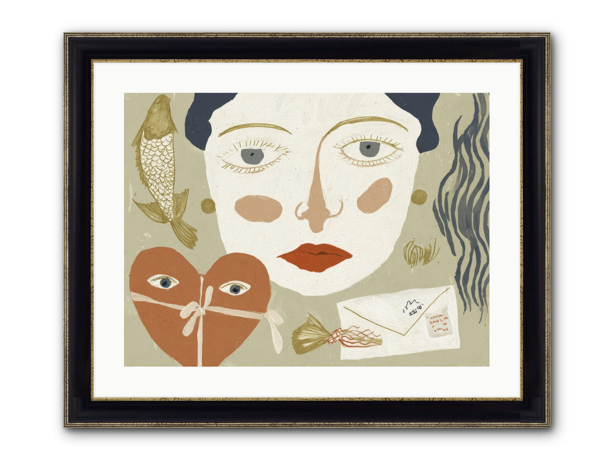 The Secret Address Of Love Framed Print - Black & Gold 24x18