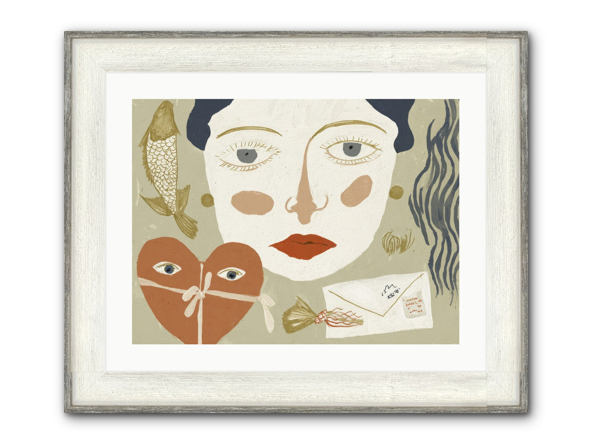 The Secret Address Of Love Framed Print - Driftwood White 24x18
