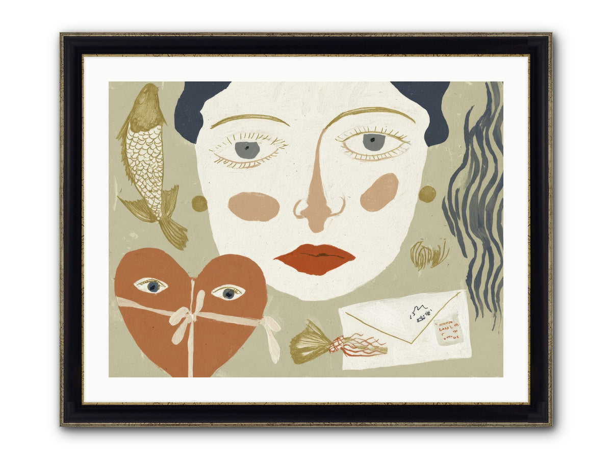 The Secret Address Of Love Framed Print - Black & Gold 32x24