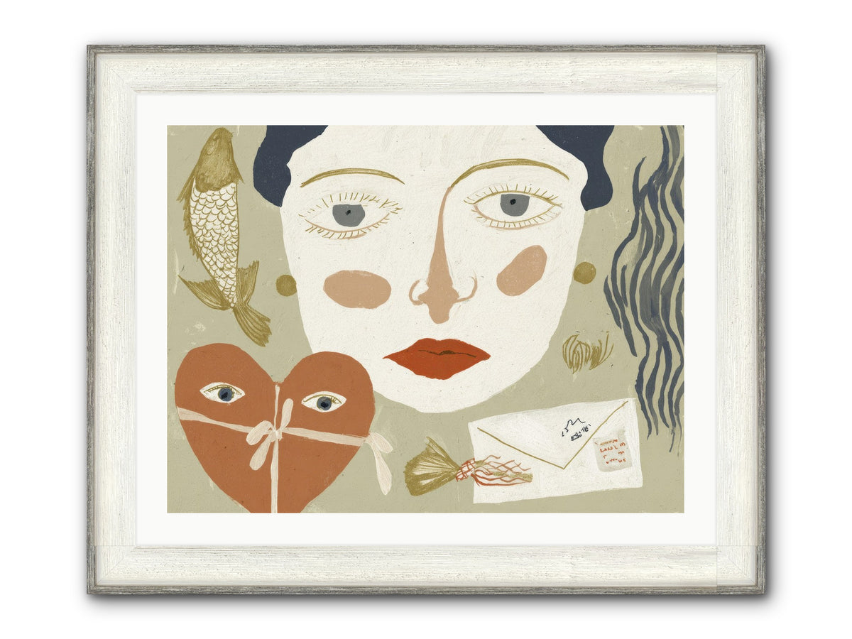 The Secret Address Of Love Framed Print - Driftwood White 32x24