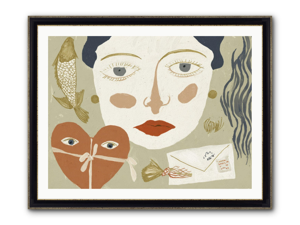 The Secret Address Of Love Framed Print - Black & Gold 40x30