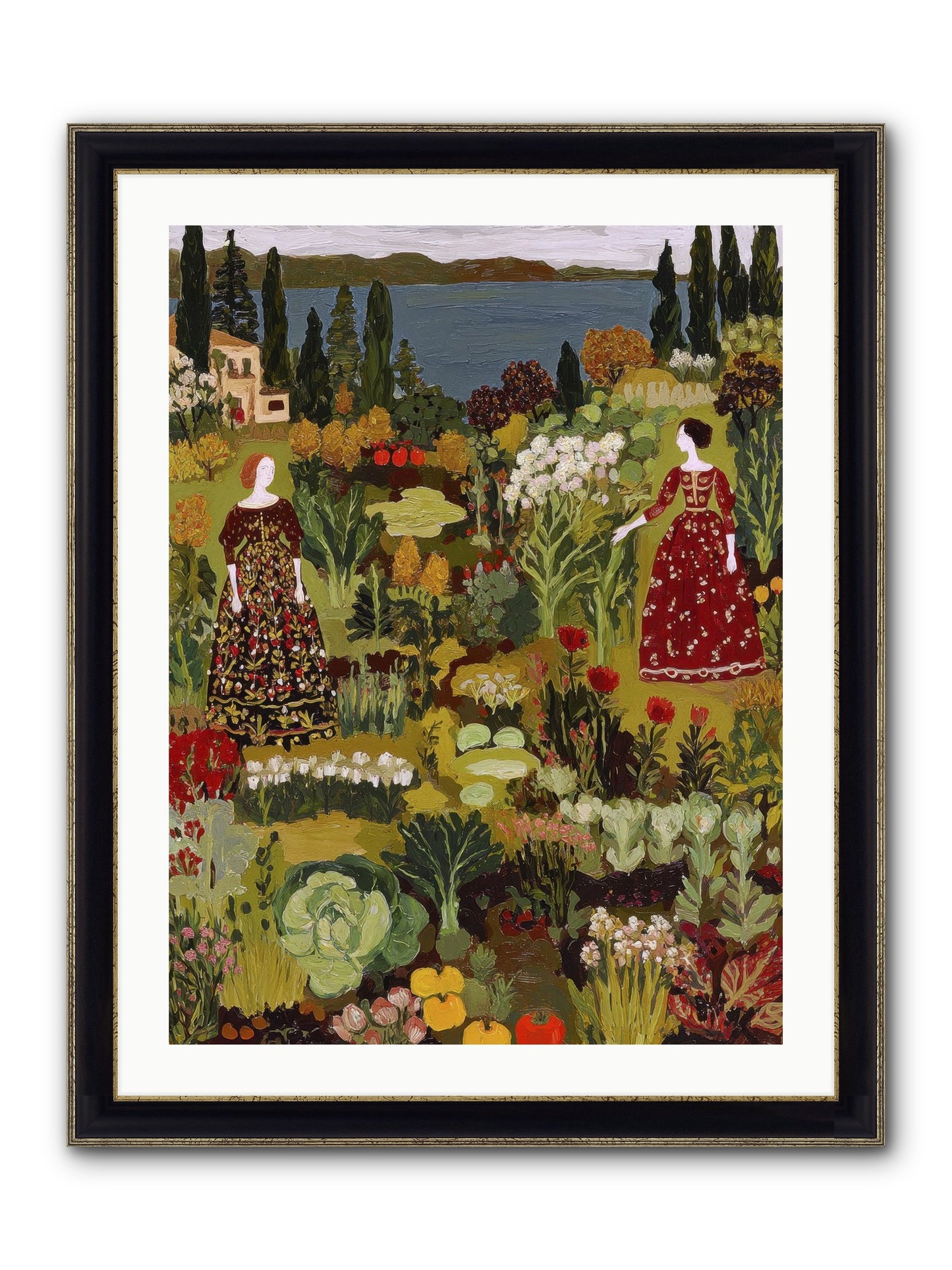 The Secret Garden Preserved Framed Print - Black & Gold 24x32