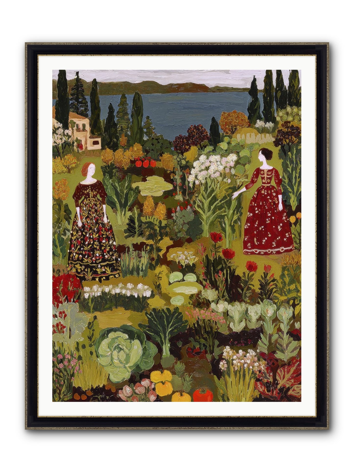 The Secret Garden Preserved Framed Print - Black & Gold 36x48