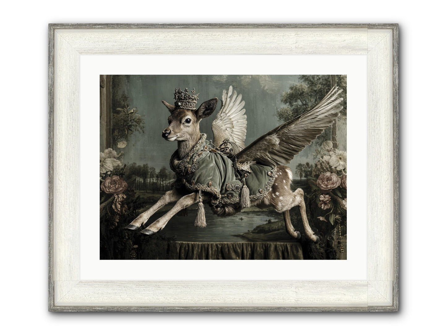 The Secret History Of Petals Framed Print - Driftwood White 24x18