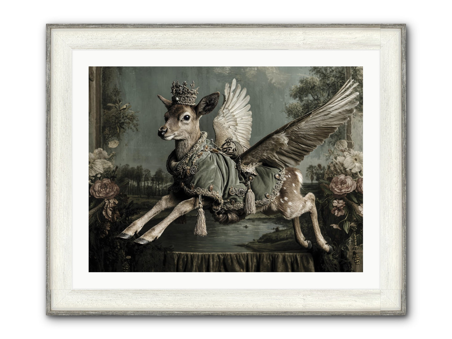 The Secret History Of Petals Framed Print - Driftwood White 32x24
