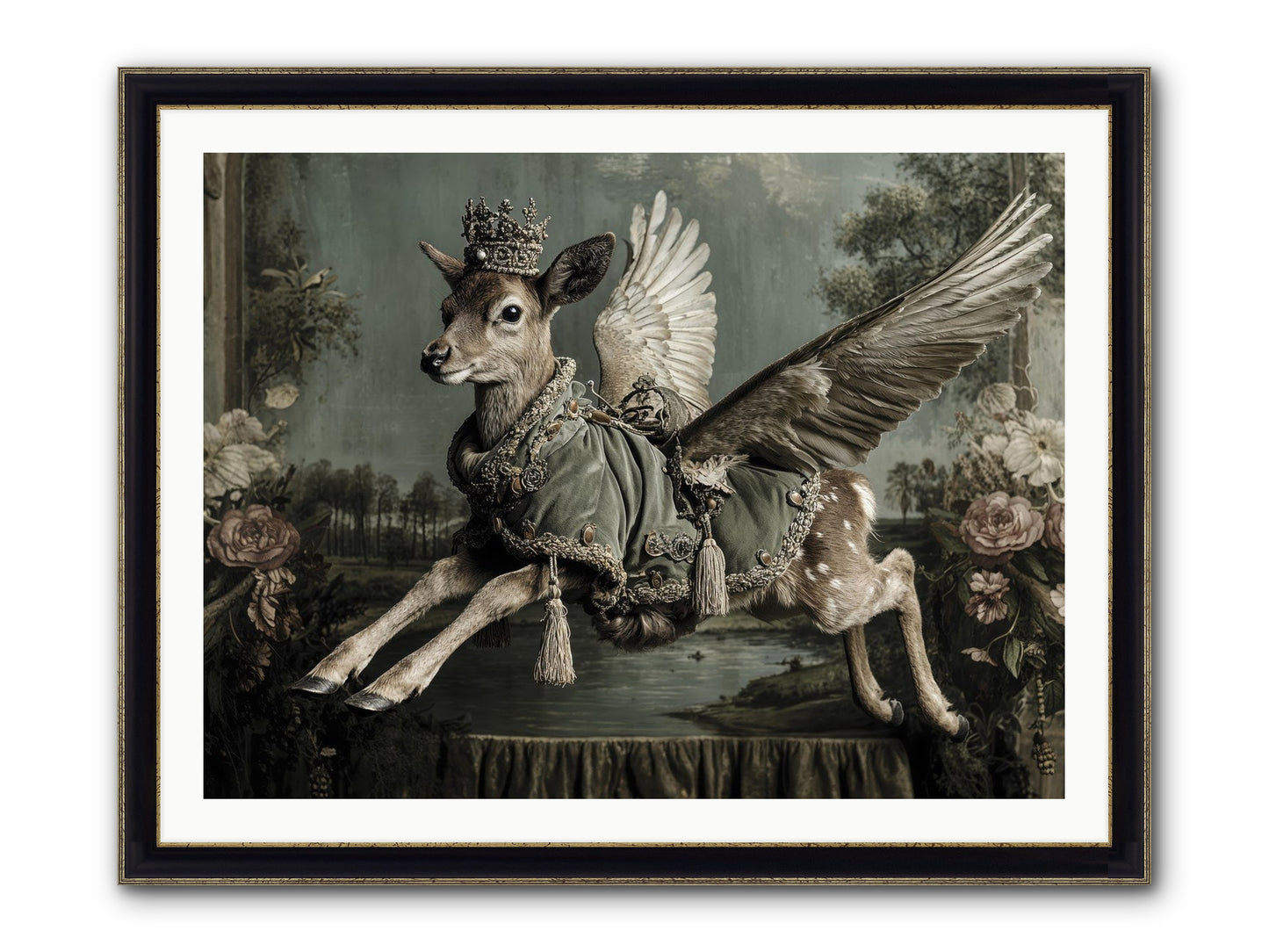 The Secret History Of Petals Framed Print - Black & Gold 40x30