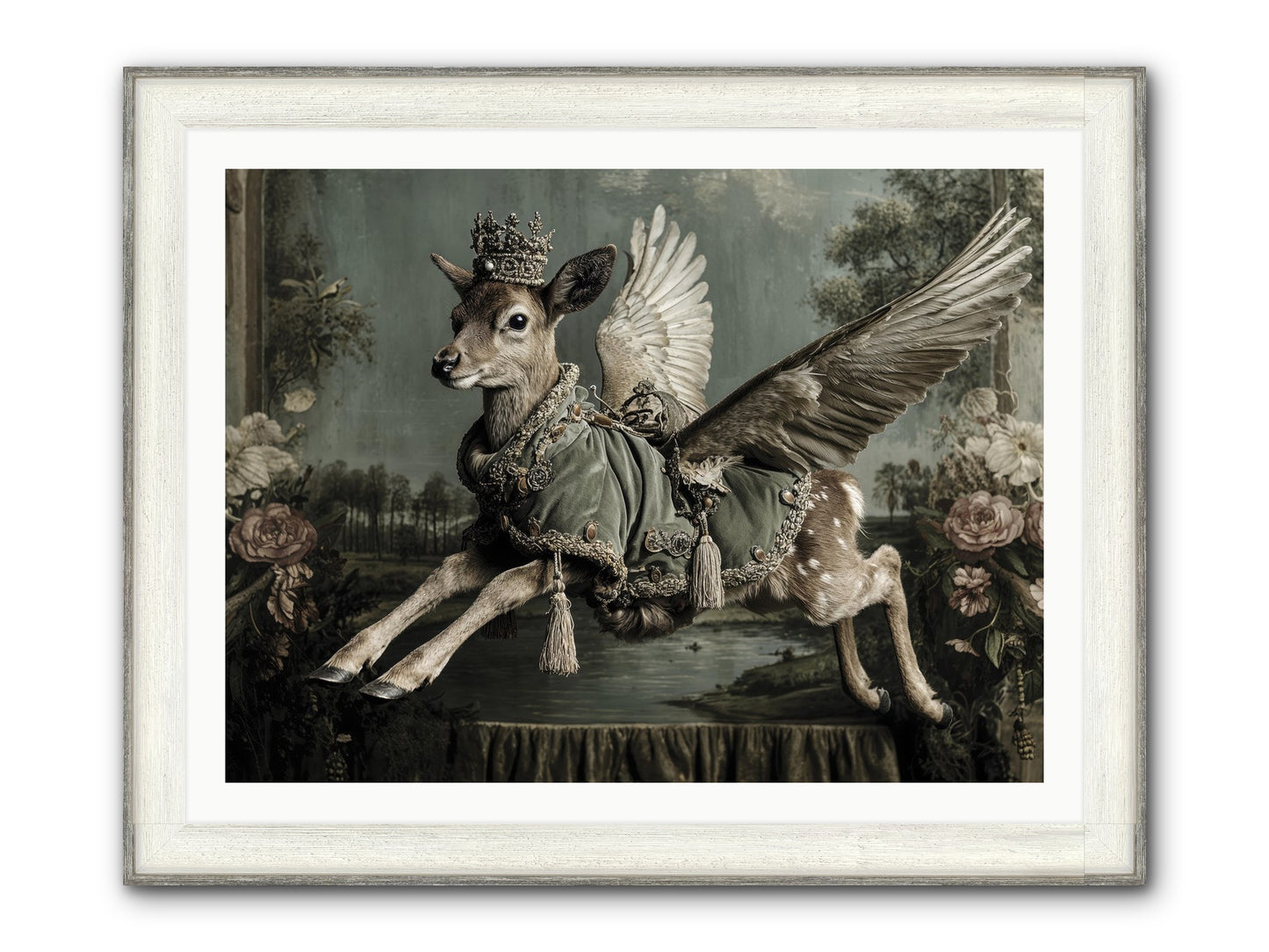 The Secret History Of Petals Framed Print - Driftwood White 40x30