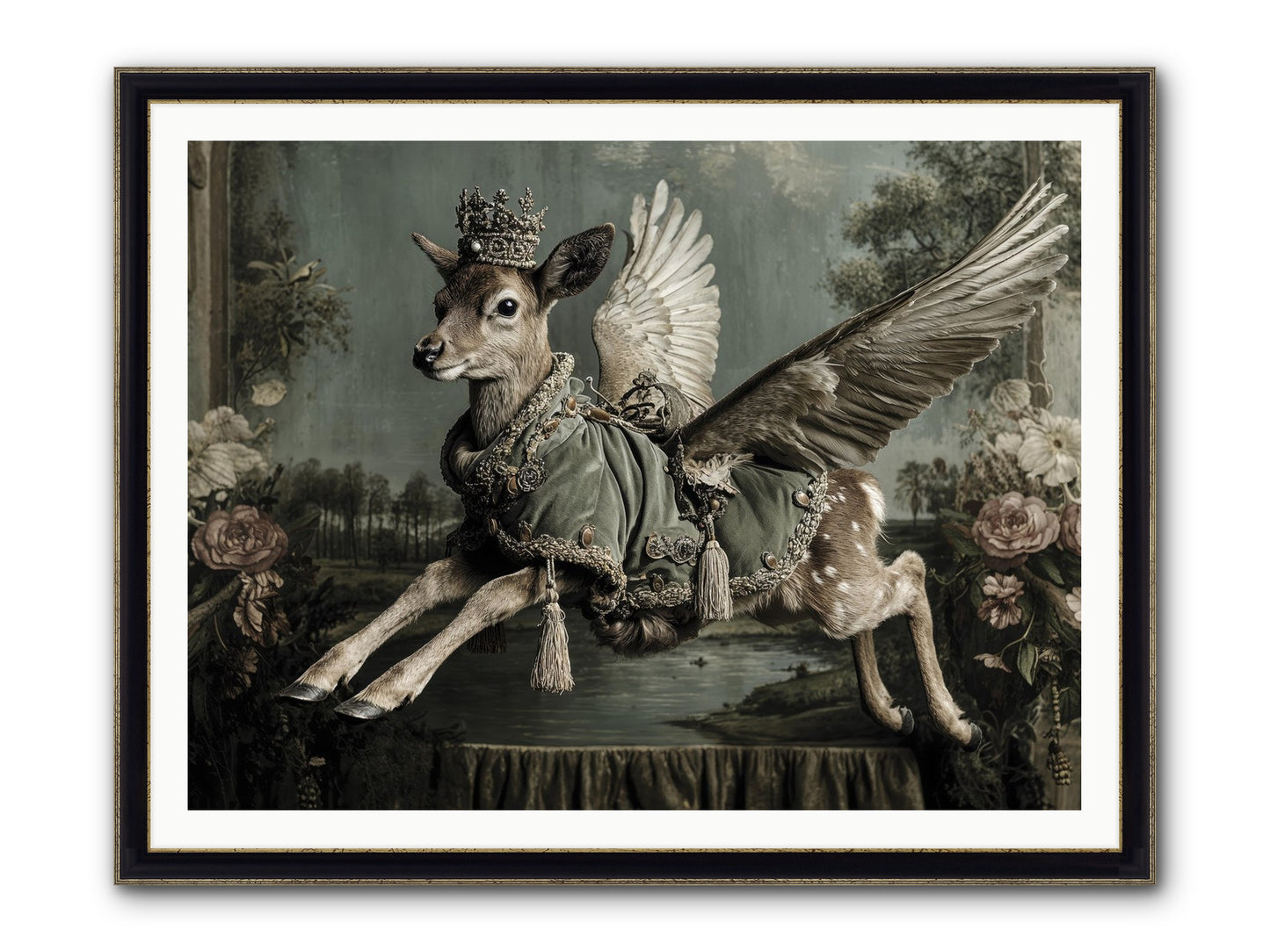The Secret History Of Petals Framed Print - Black & Gold 48x36