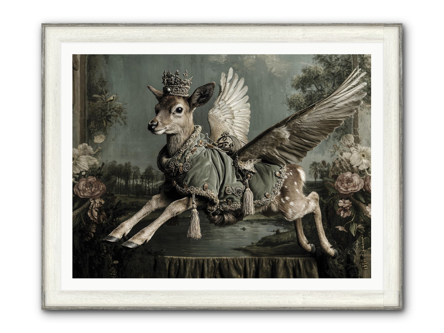 The Secret History Of Petals Framed Print - Driftwood White 48x36