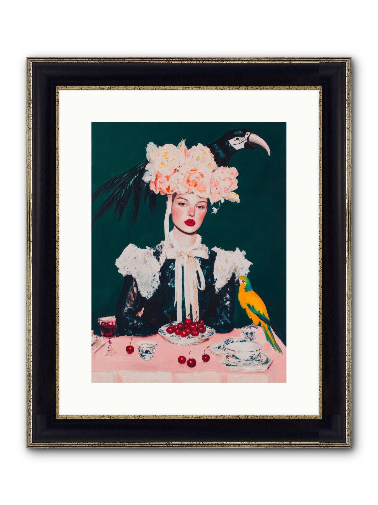 The Sidesaddle Tea Club Framed Print - Black & Gold 12x16