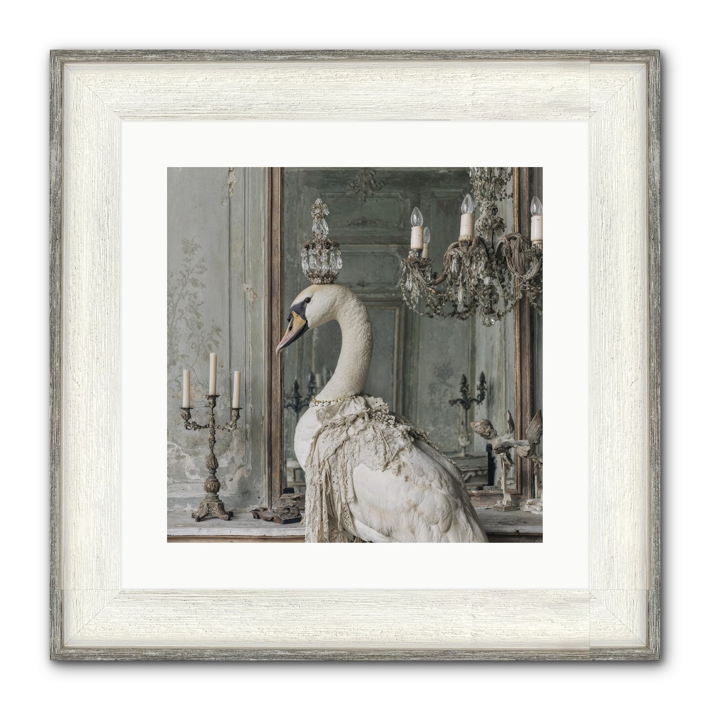 The Silver Country Framed Print - Driftwood White 16x16