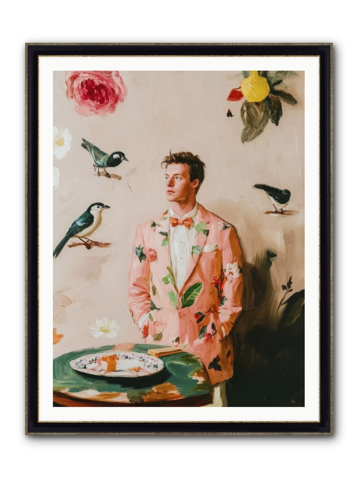The Silver Hyacinth Framed Print - Black & Gold 36x48