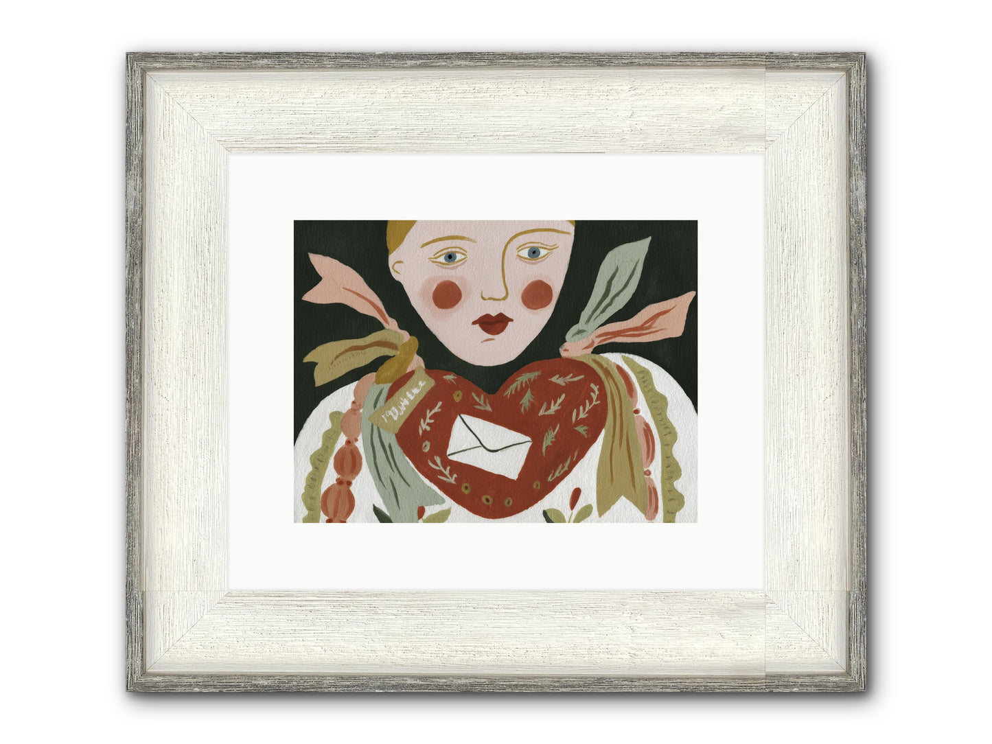 The Sketchbook Of Hearts Framed Print - Driftwood White 12x9
