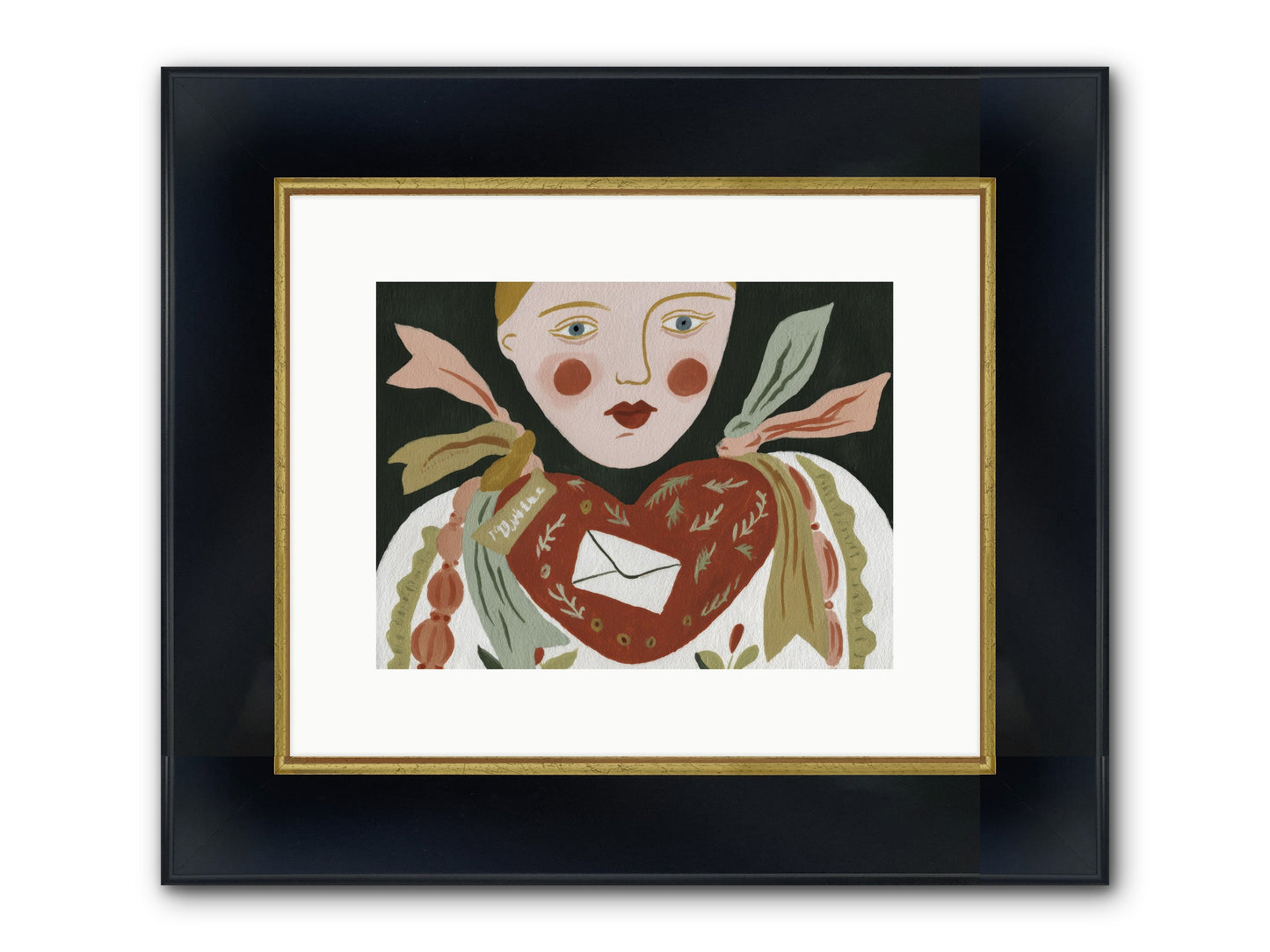 The Sketchbook Of Hearts Framed Print - Wide Black w/Gold 12x9