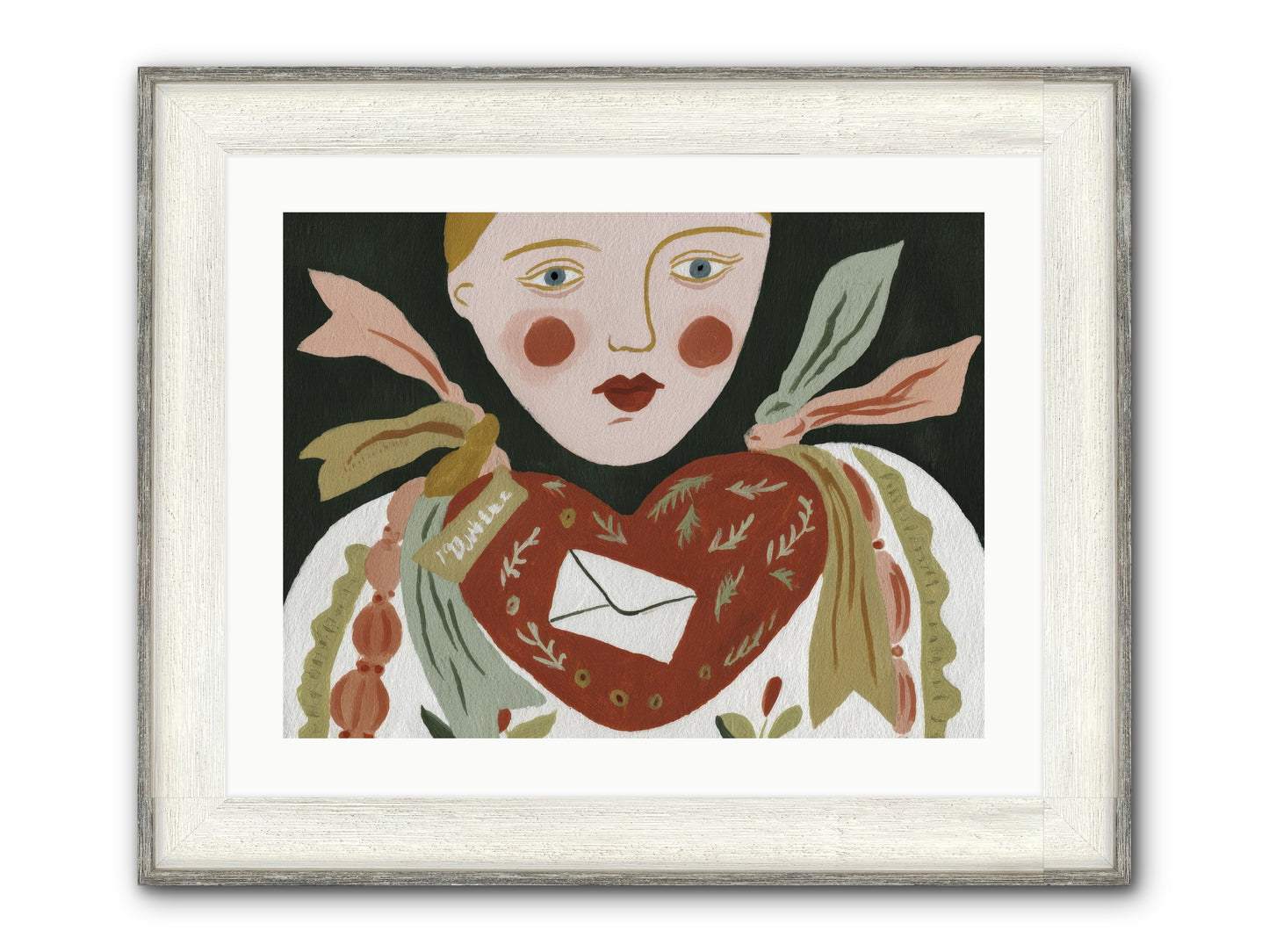 The Sketchbook Of Hearts Framed Print - Driftwood White 24x18