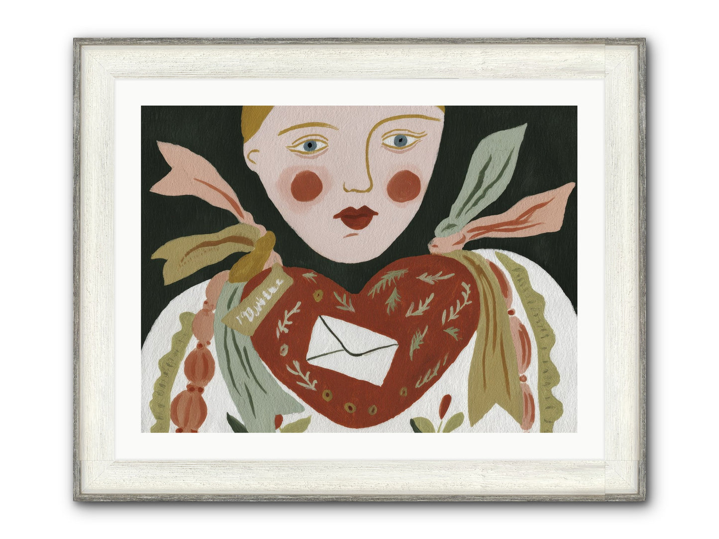 The Sketchbook Of Hearts Framed Print - Driftwood White 32x24