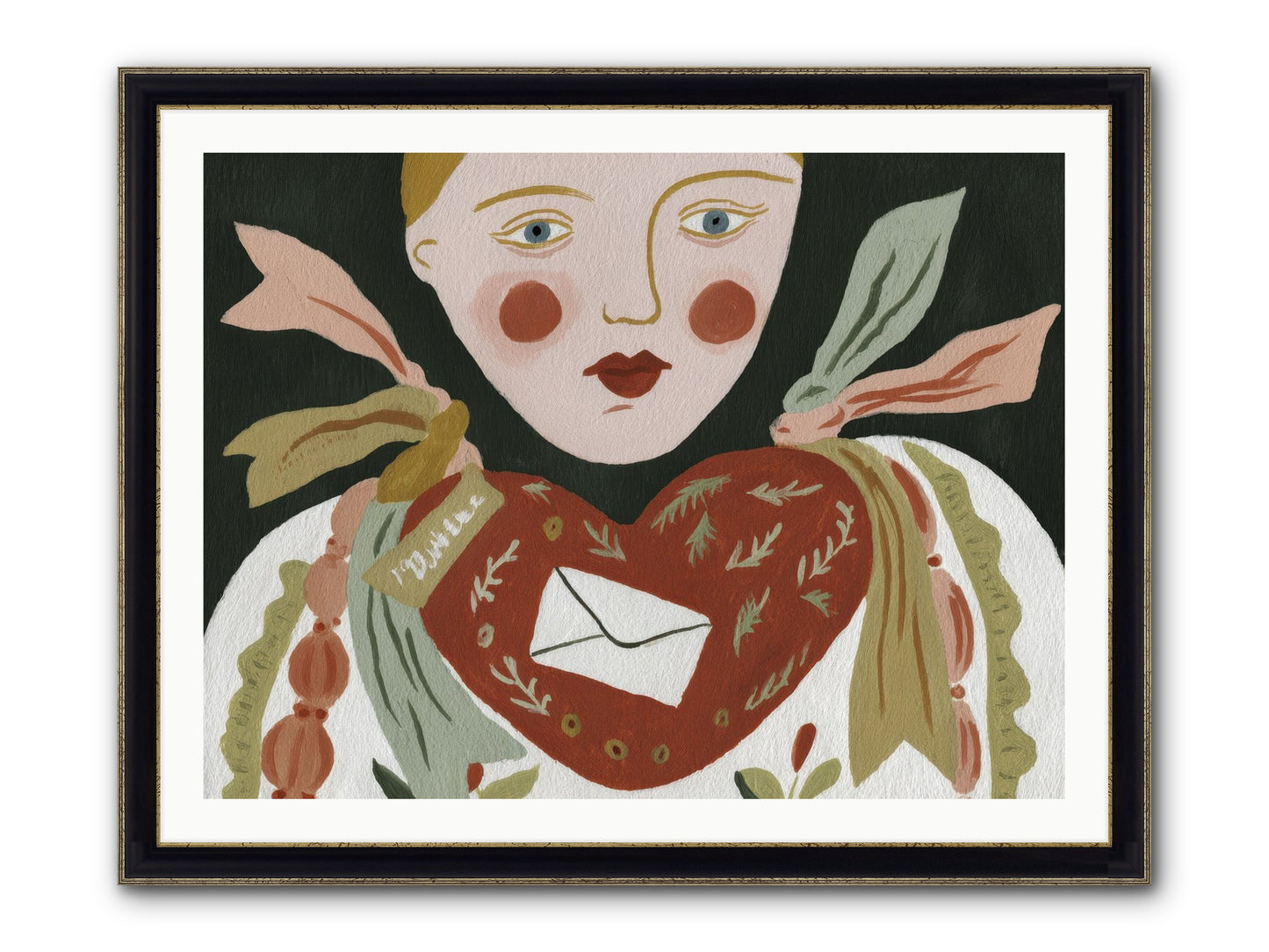 The Sketchbook Of Hearts Framed Print - Black & Gold 40x30