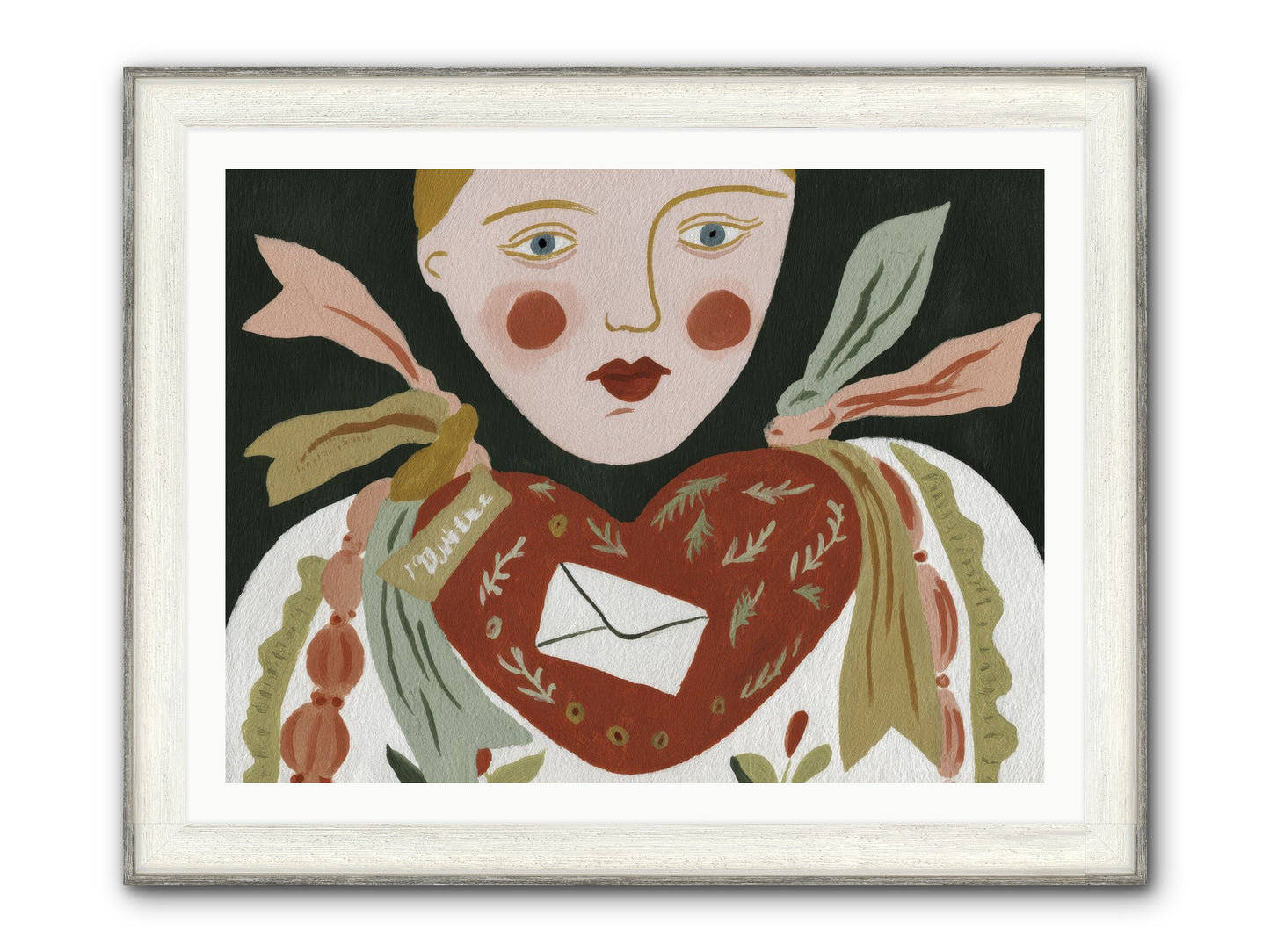 The Sketchbook Of Hearts Framed Print - Driftwood White 40x30