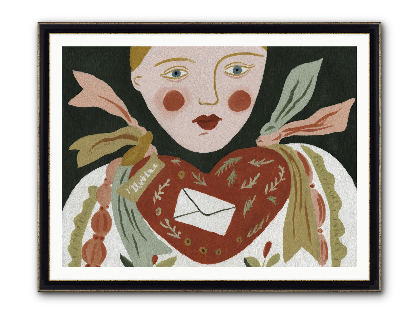 The Sketchbook Of Hearts Framed Print - Black & Gold 48x36