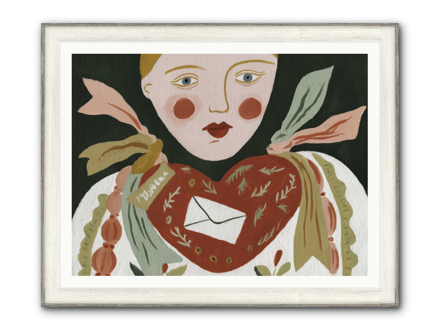 The Sketchbook Of Hearts Framed Print - Driftwood White 48x36