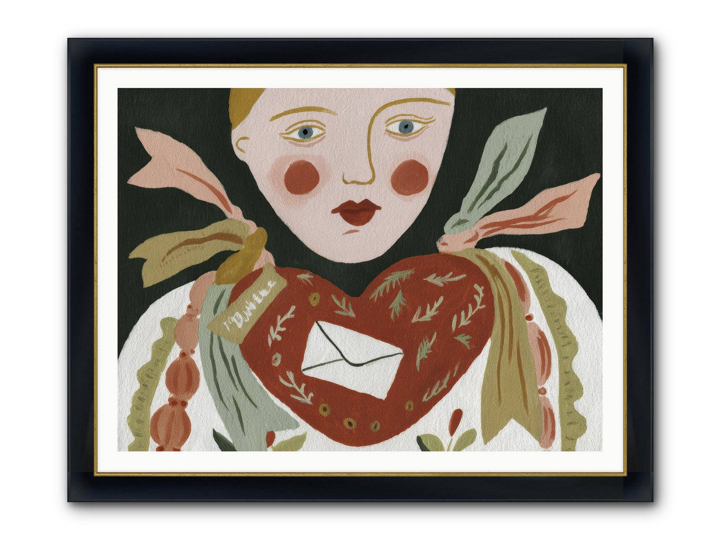 The Sketchbook Of Hearts Framed Print - Wide Black w/Gold 48x36
