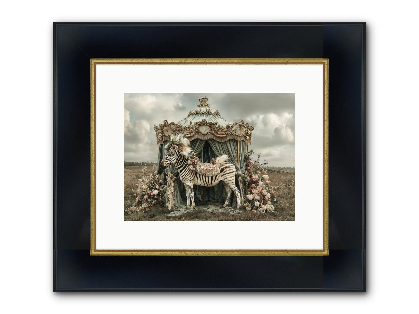 The Sky Wore Clementine Framed Print - Wide Black w/Gold 12x9