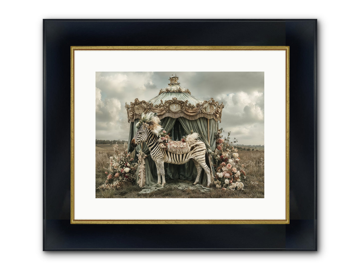 The Sky Wore Clementine Framed Print - Wide Black w/Gold 16x12