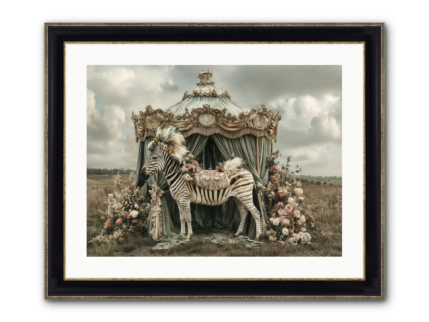The Sky Wore Clementine Framed Print - Black & Gold 24x18