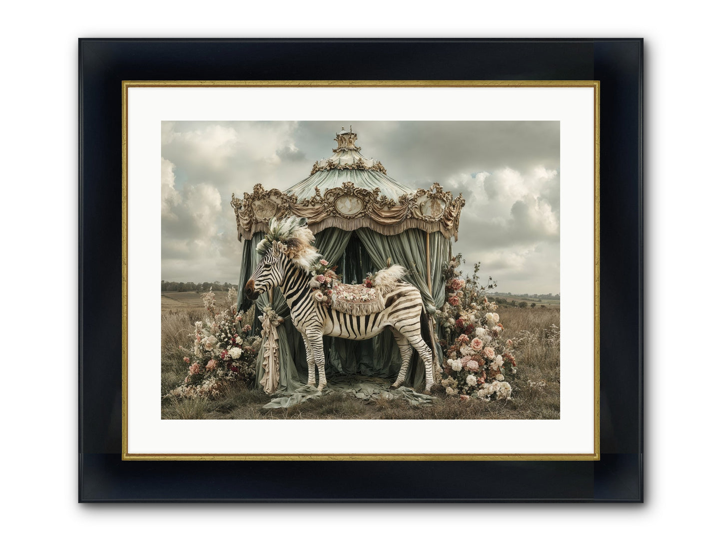 The Sky Wore Clementine Framed Print - Wide Black w/Gold 24x18