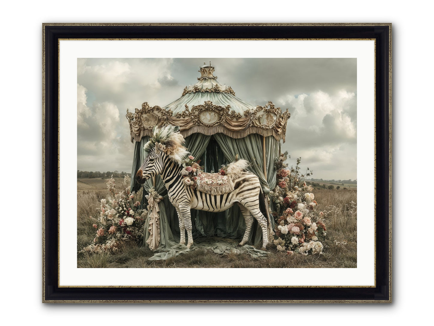 The Sky Wore Clementine Framed Print - Black & Gold 32x24