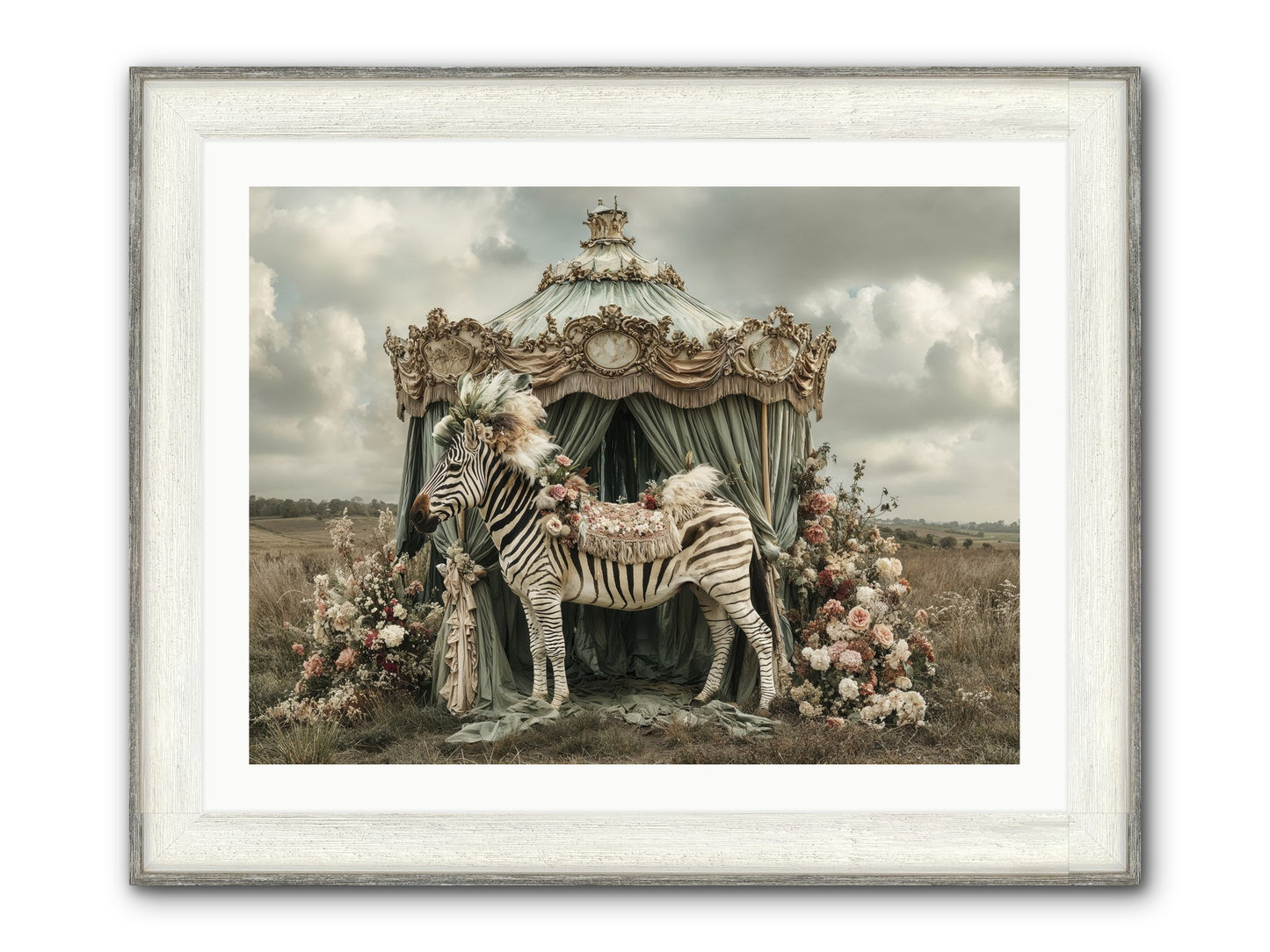The Sky Wore Clementine Framed Print - Driftwood White 32x24