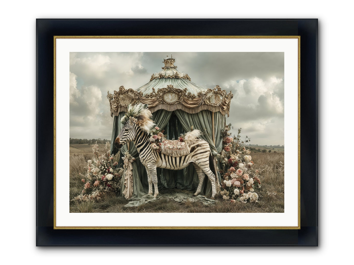 The Sky Wore Clementine Framed Print - Wide Black w/Gold 32x24