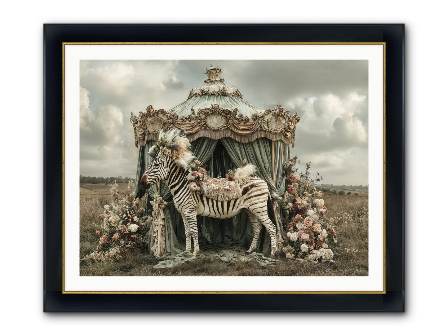 The Sky Wore Clementine Framed Print - Wide Black w/Gold 40x30