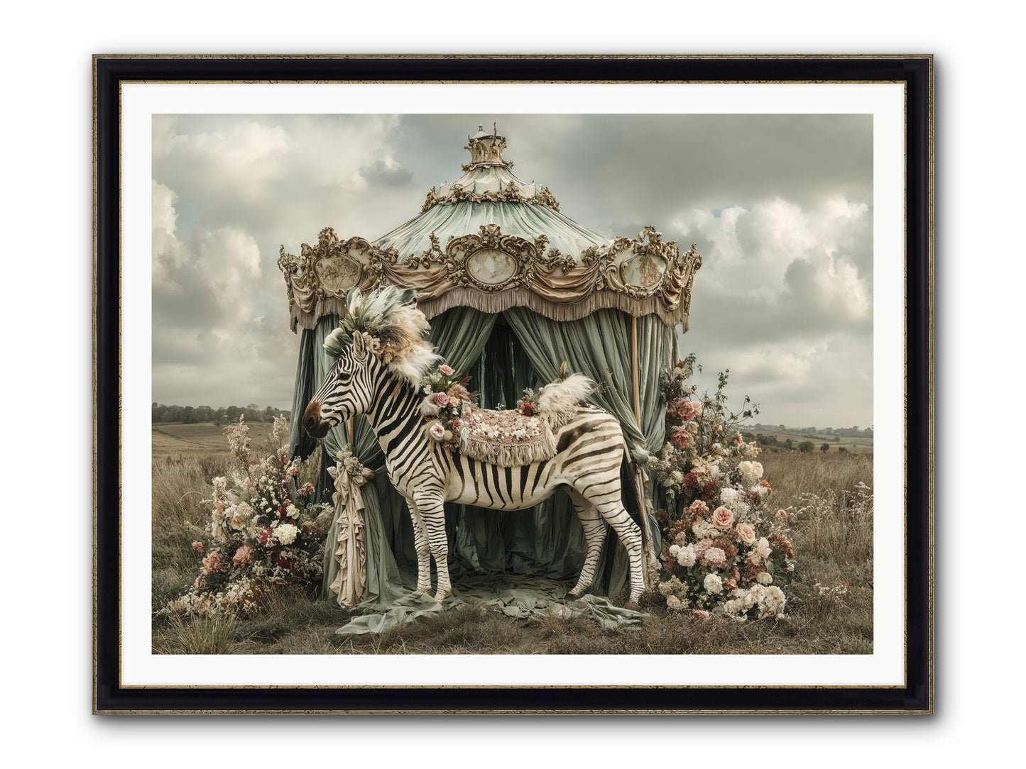 The Sky Wore Clementine Framed Print - Black & Gold 48x36