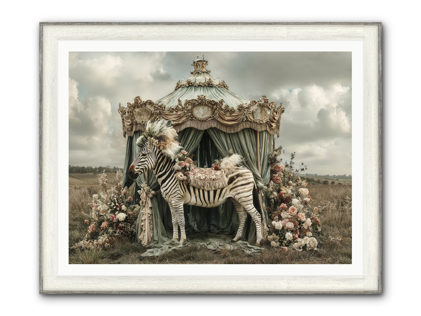 The Sky Wore Clementine Framed Print - Driftwood White 48x36