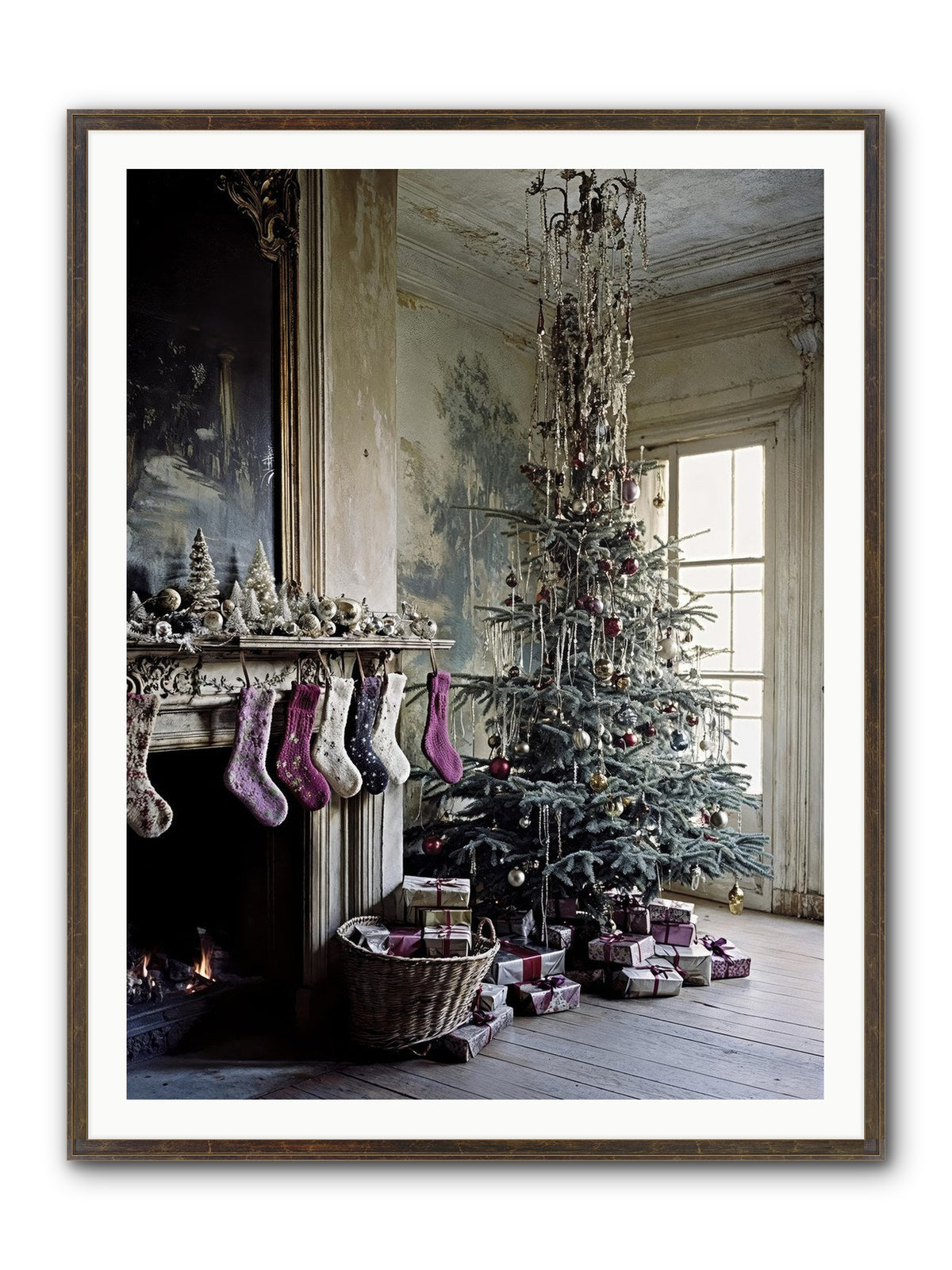 The Soliloquy Of Snow Framed Print - Slimwoods Black/Gold 36x48