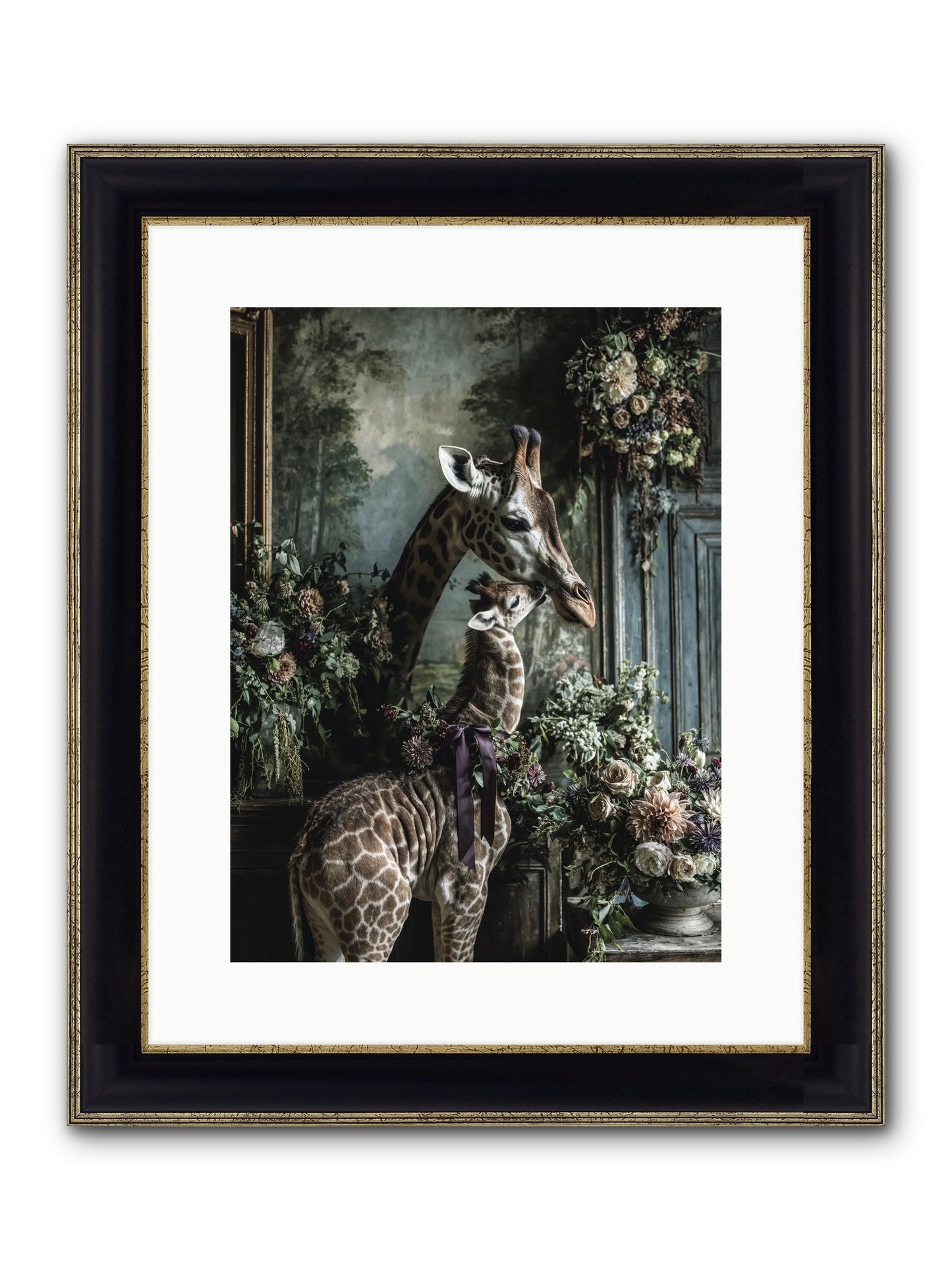 The Space Between Hearts Framed Print - Black & Gold 12x16