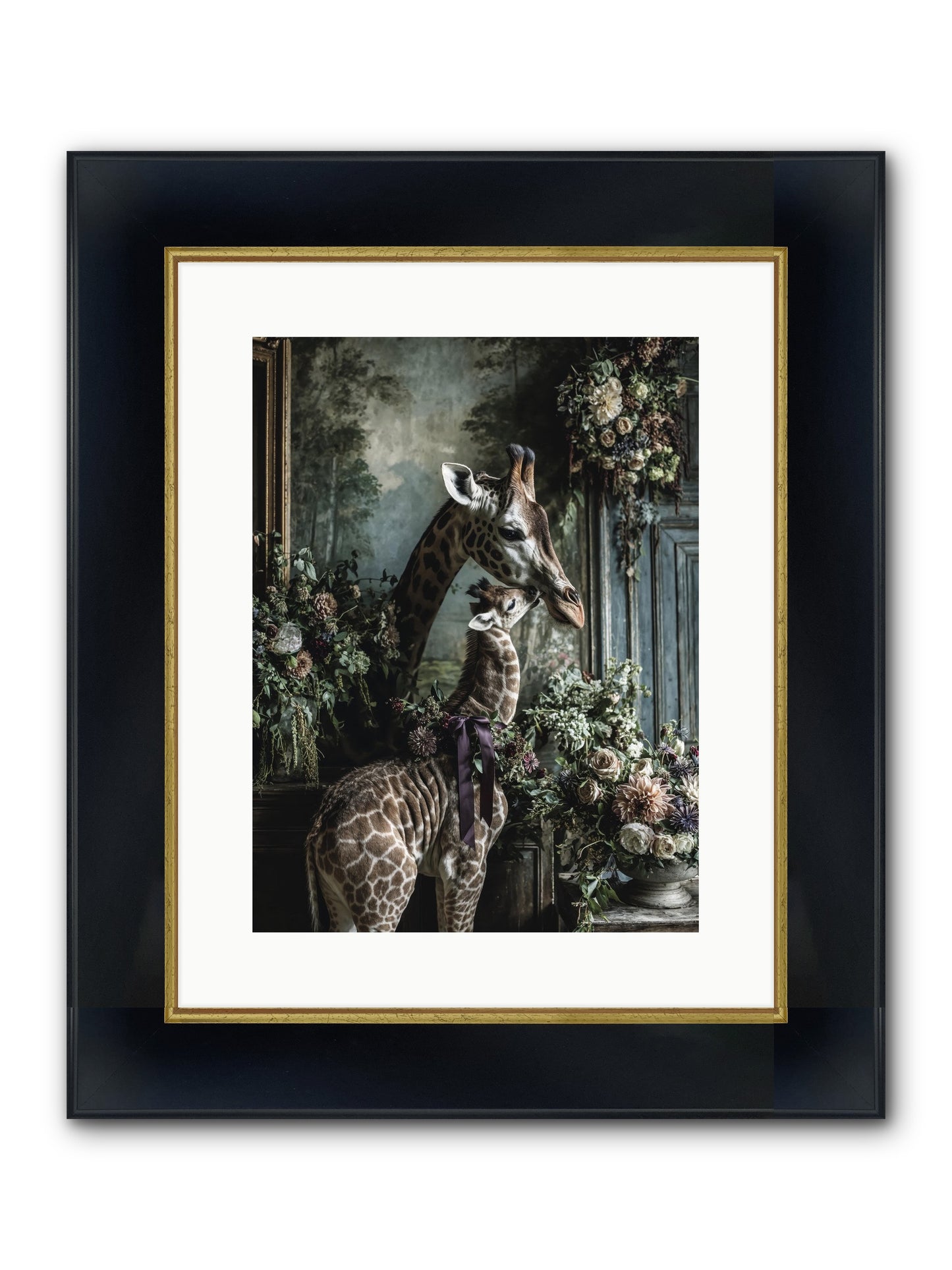 The Space Between Hearts Framed Print - Wide Black w/Gold 12x16