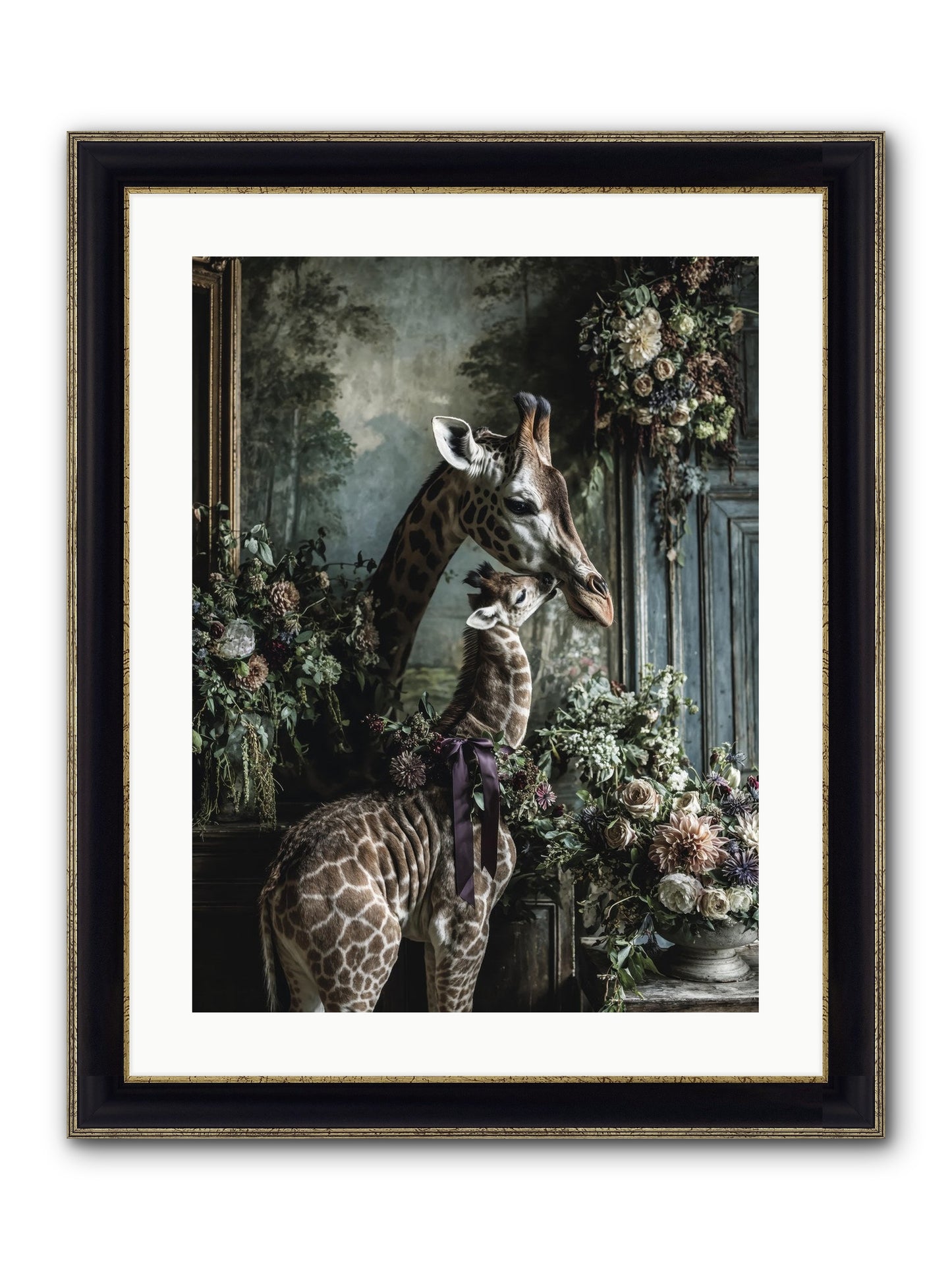 The Space Between Hearts Framed Print - Black & Gold 18x24
