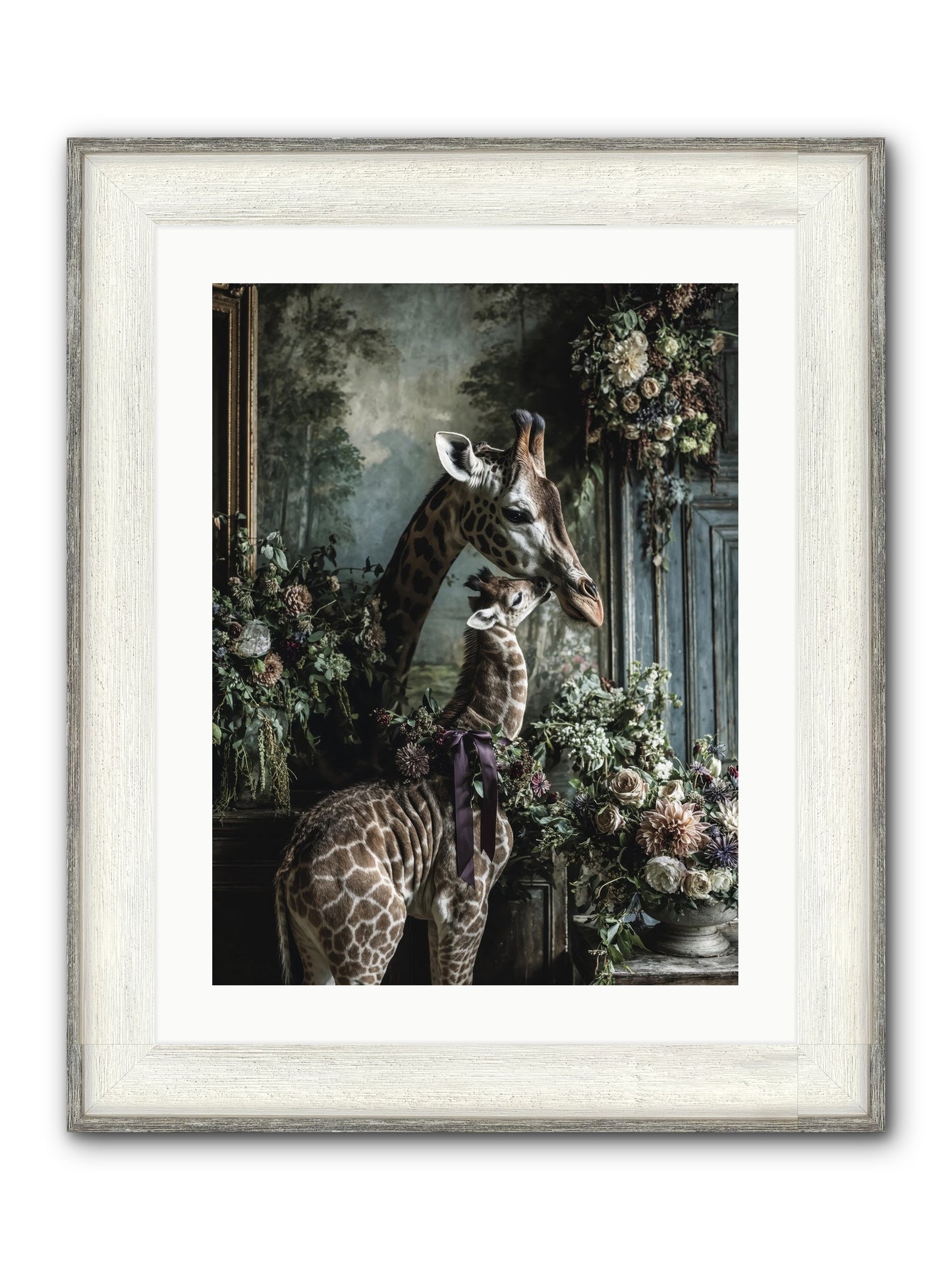 The Space Between Hearts Framed Print - Driftwood White 18x24