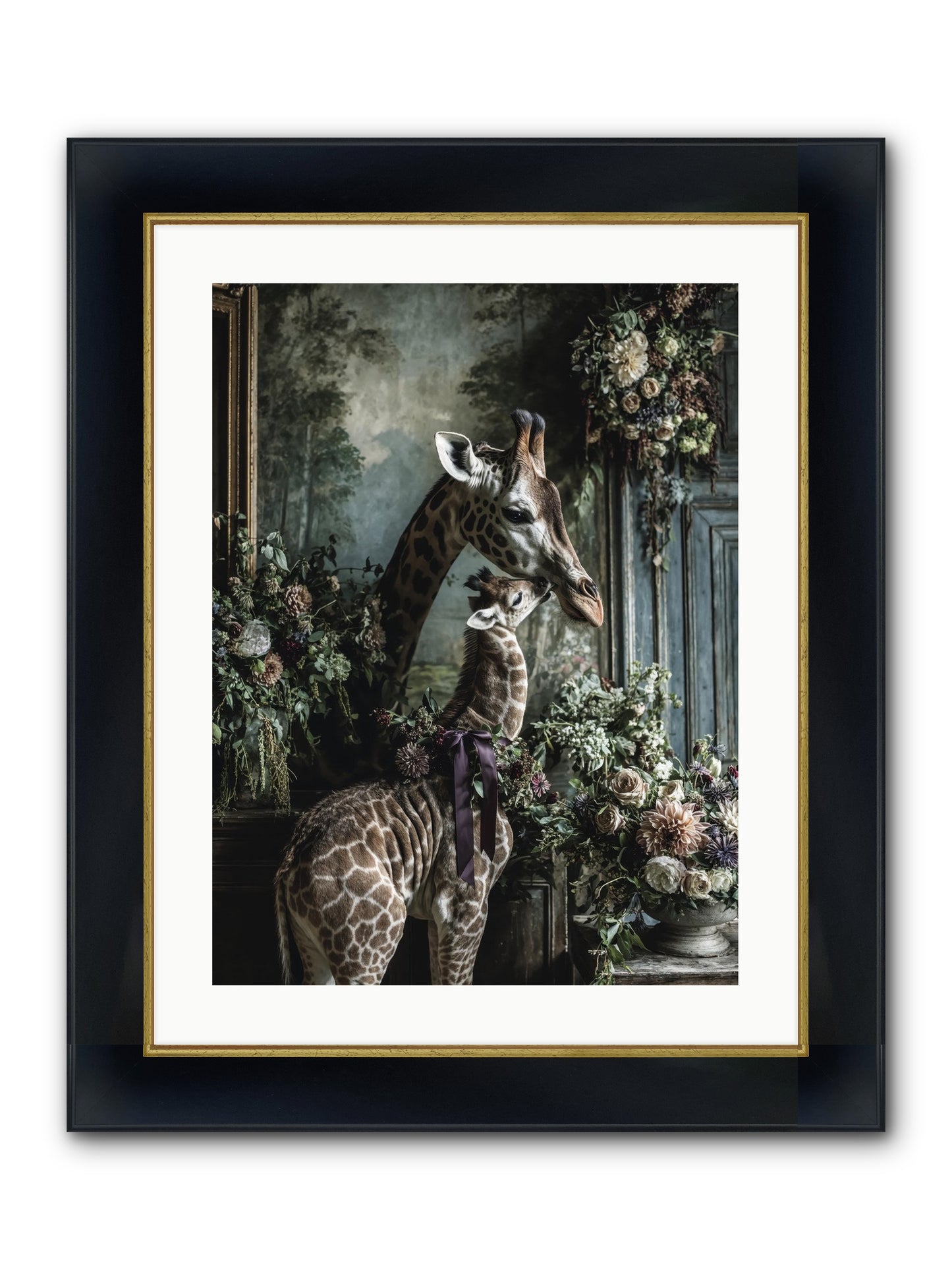 The Space Between Hearts Framed Print - Wide Black w/Gold 18x24