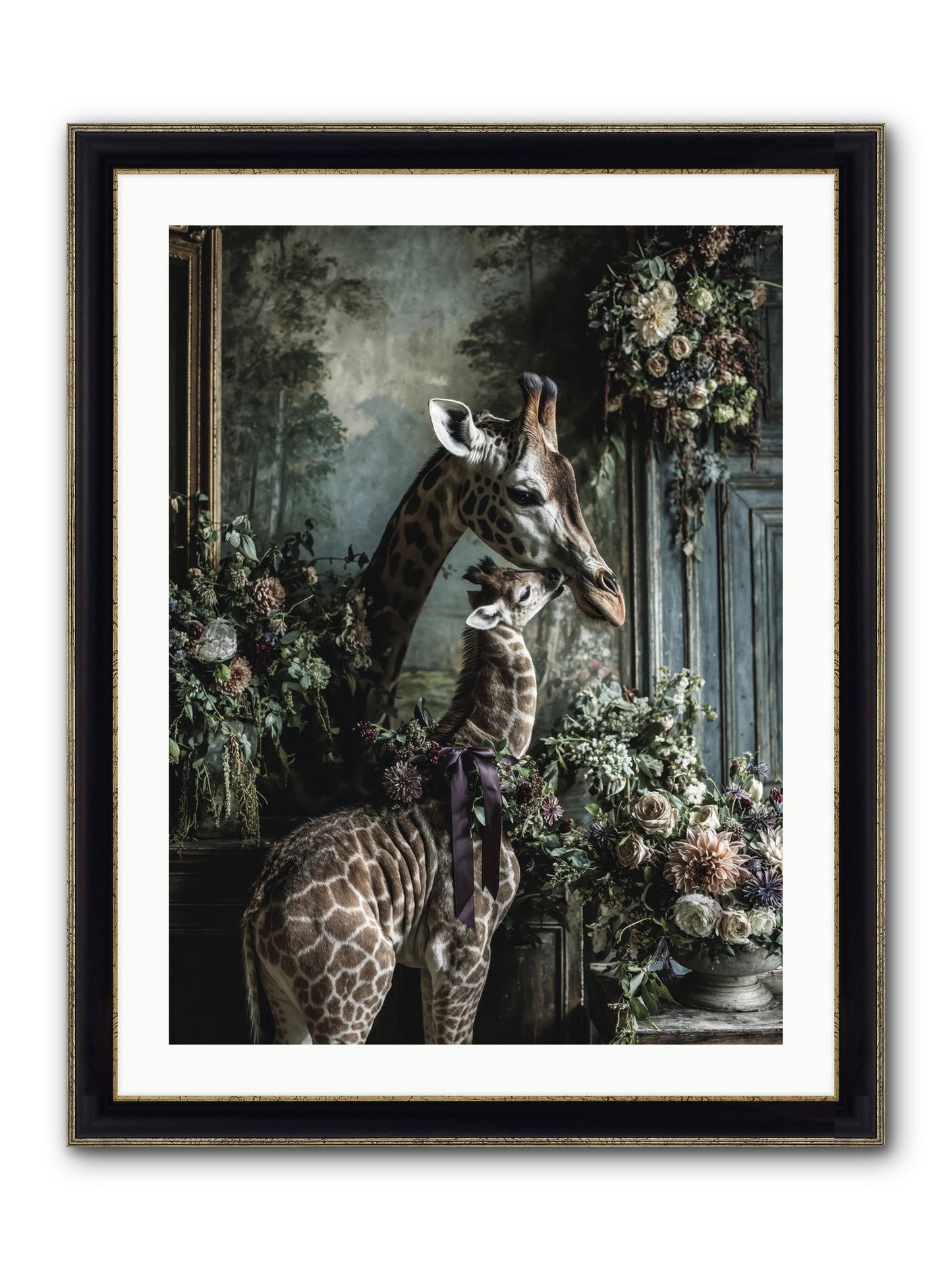 The Space Between Hearts Framed Print - Black & Gold 24x32