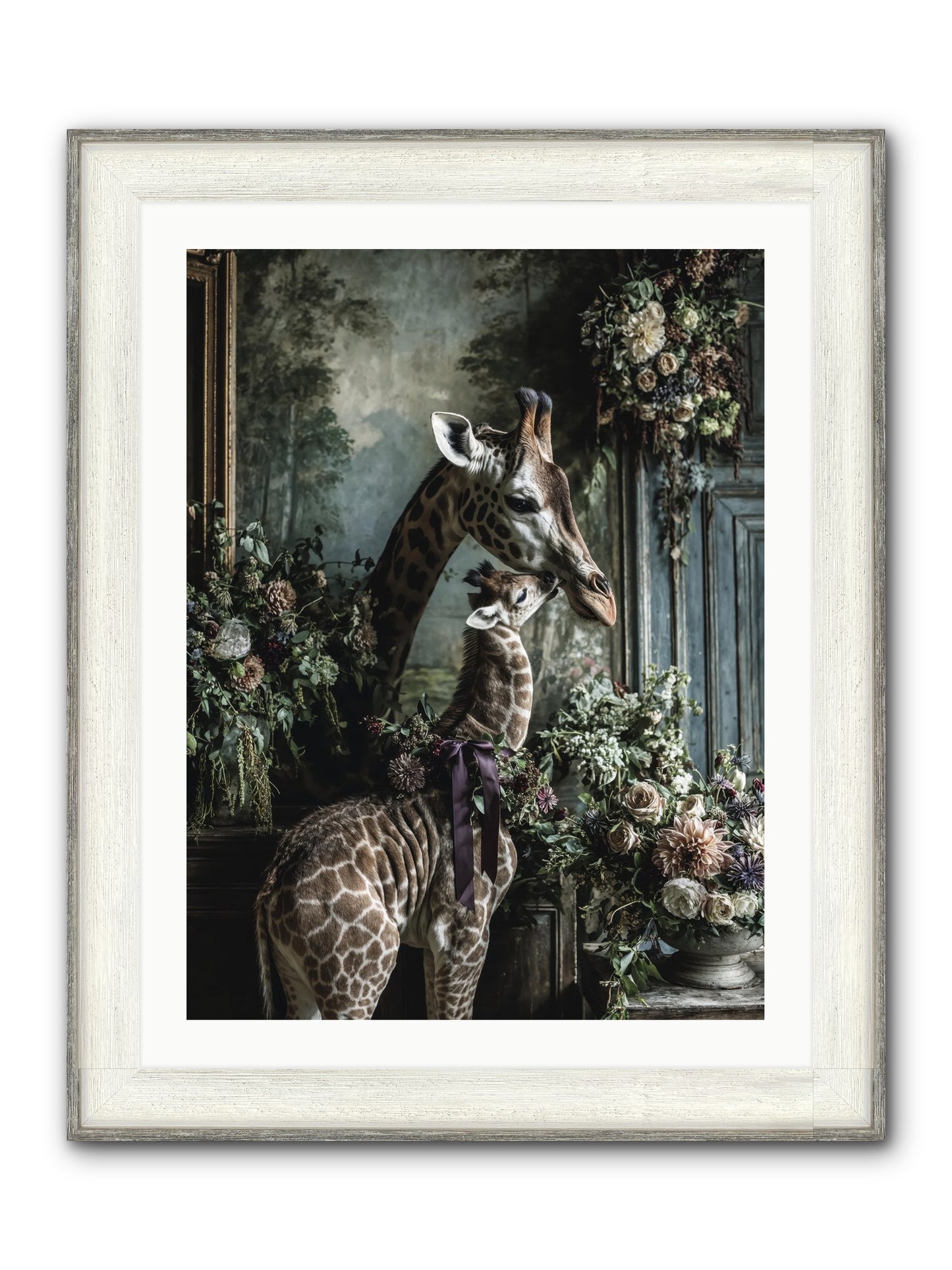 The Space Between Hearts Framed Print - Driftwood White 24x32
