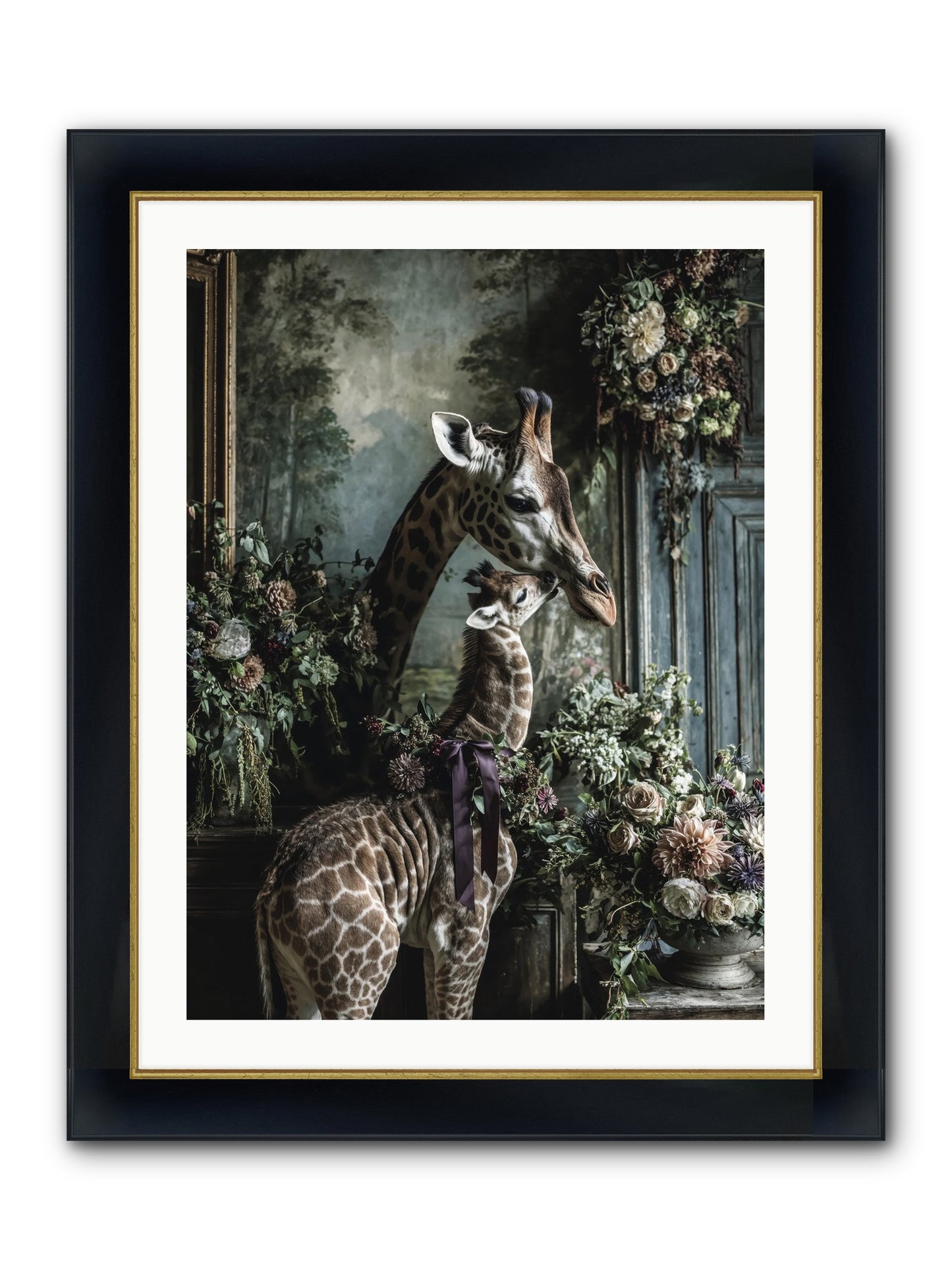 The Space Between Hearts Framed Print - Wide Black w/Gold 24x32