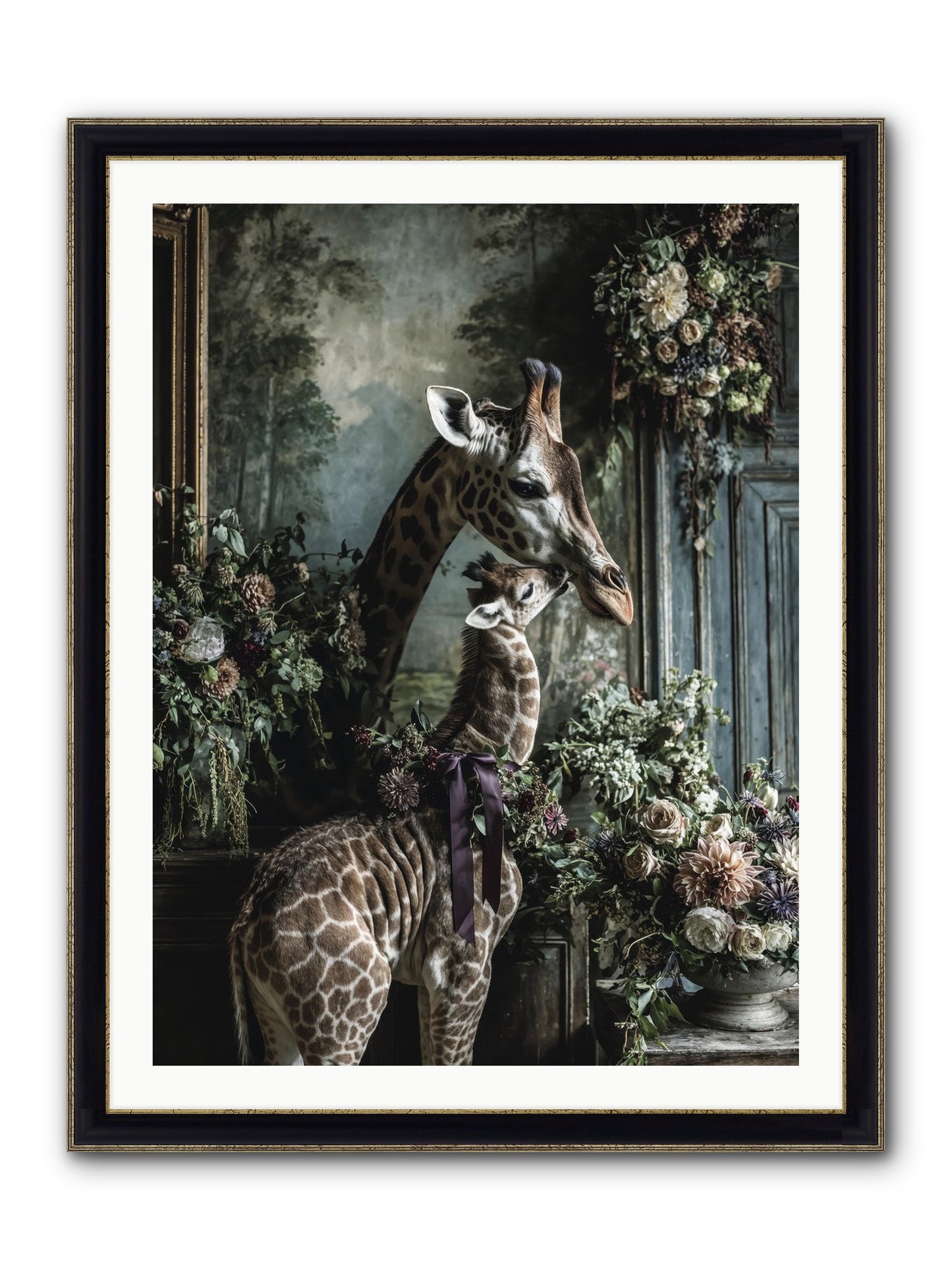 The Space Between Hearts Framed Print - Black & Gold 30x40